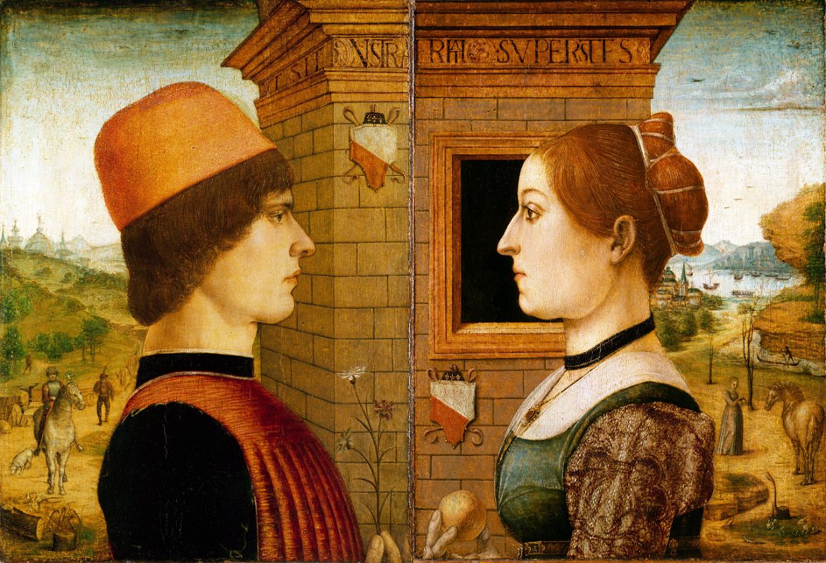 34 Portrait of a Mani And Portrait of a Woman - Maestro delle Storie del Pane 1494 - Robert Lehman Collection New York Metropolitan Museum Of Art